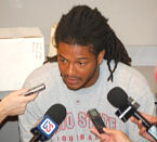 Junior tailback Maurice Wells spoke to the media Tuedsay at the Woody Hayes Athletic Center as the Buckeyes took a break from preseason camp.