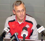 Ohio State head coach Jim Tressel adresses the media during his weekly Thursday press conference