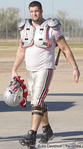 Alex Boone heads to the practice field on December 30 in prepartion for the Fiesta Bowl (Photo: Jim Davidson, The Ozone