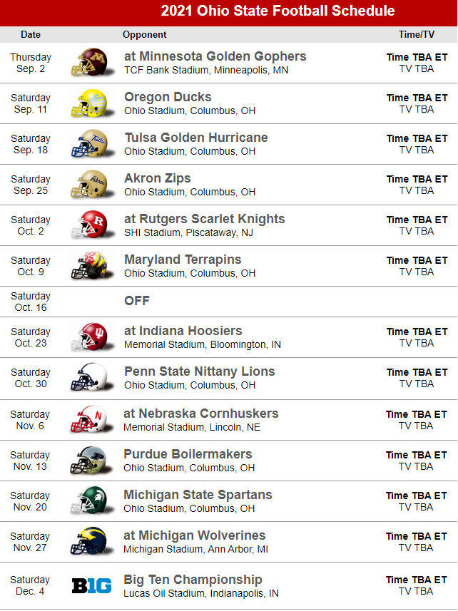 Ohio State Football Schedule 20222021 Printable Schedule 2022