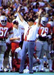 Woody Hayes signals an Ohio State touchdown